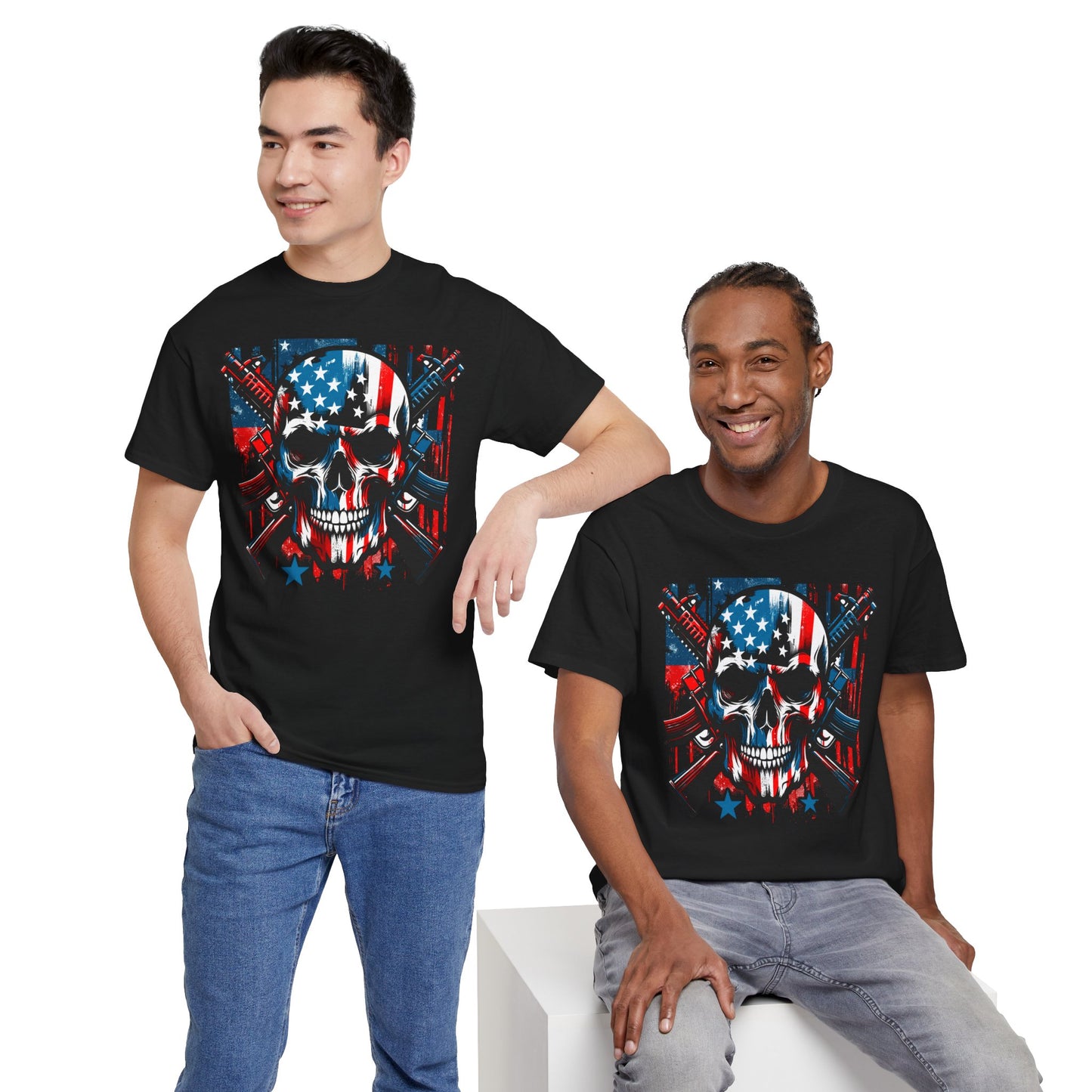 Patriotic Skull Graphic Tee - Direct to Garment