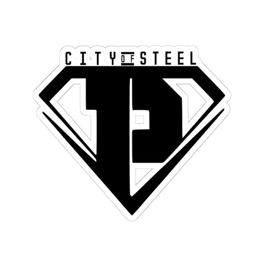 City of Steel Kiss-Cut Stickers - Bold Urban Design for Laptops, Water Bottles, Cars etc.