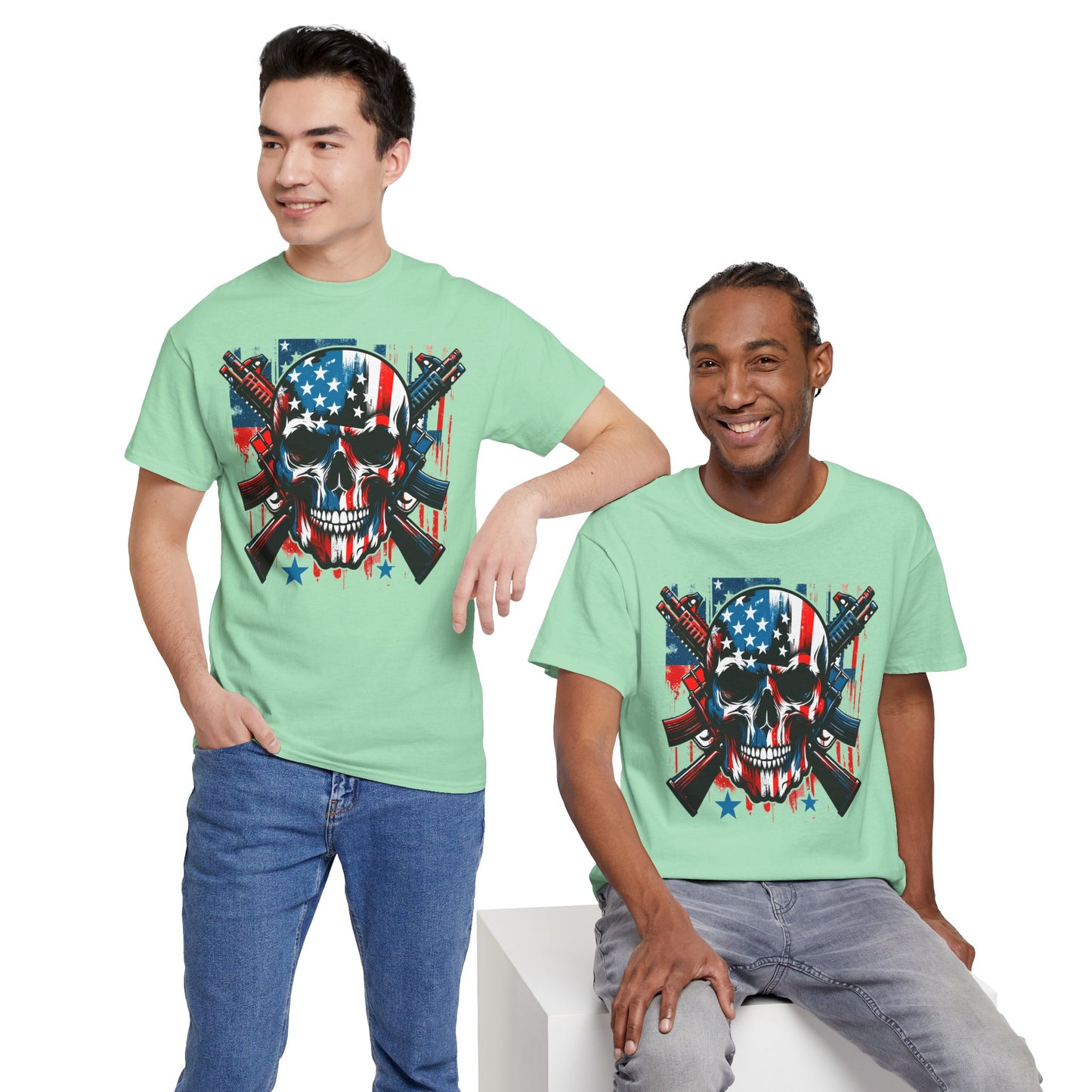 Patriotic Skull Graphic Tee - Direct to Garment