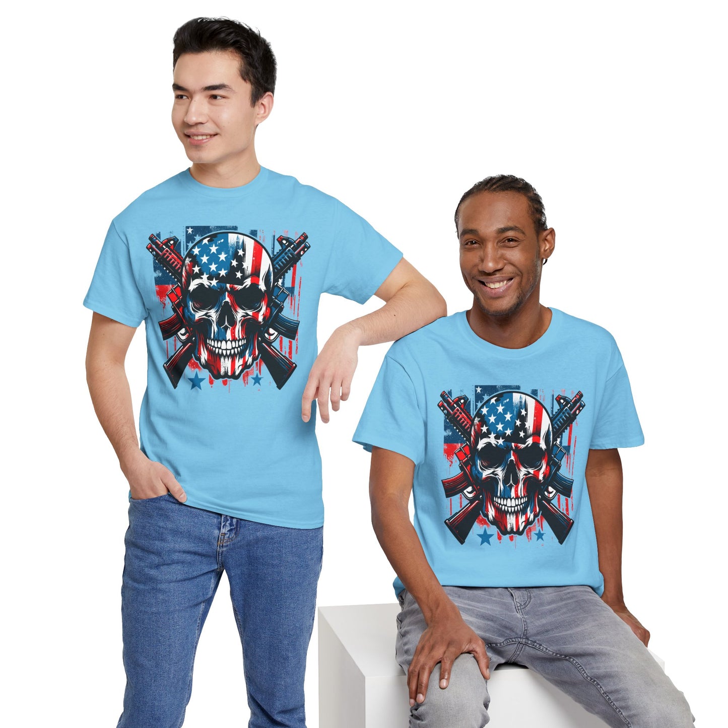 Patriotic Skull Graphic Tee - Direct to Garment