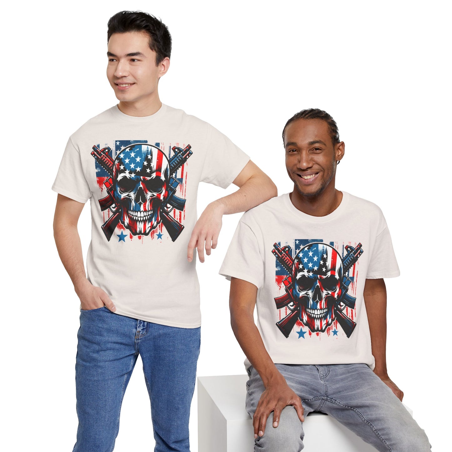 Patriotic Skull Graphic Tee - Direct to Garment
