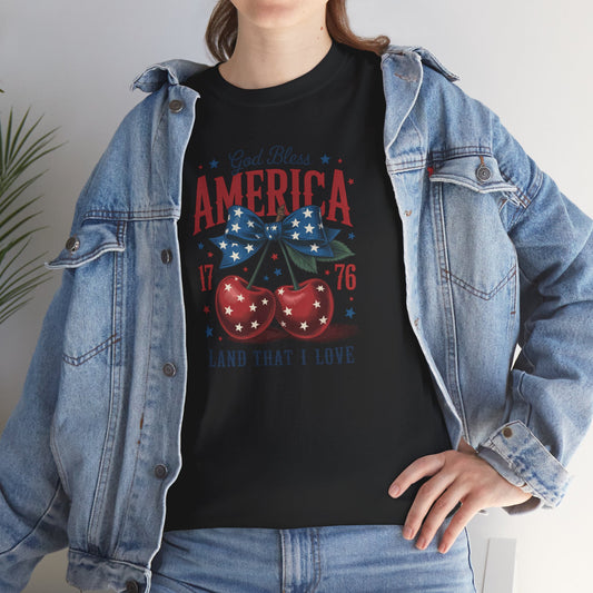 God Bless America Cherry Tee - Direct to Garment