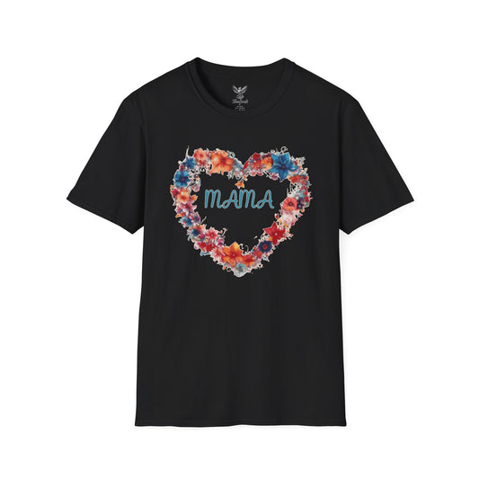 Mama Flower Heart - Unisex Softstyle T-Shirt Graphic