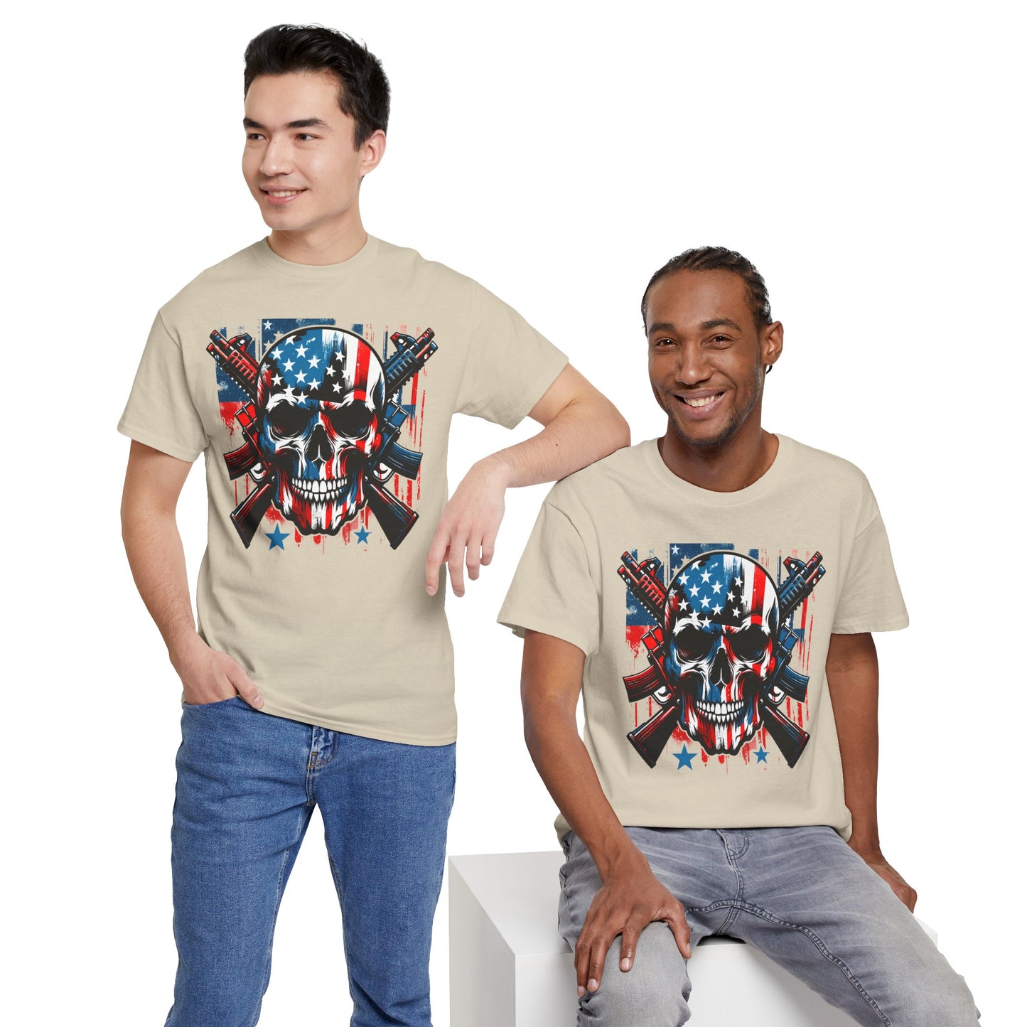 Patriotic Skull Graphic Tee - Direct to Garment