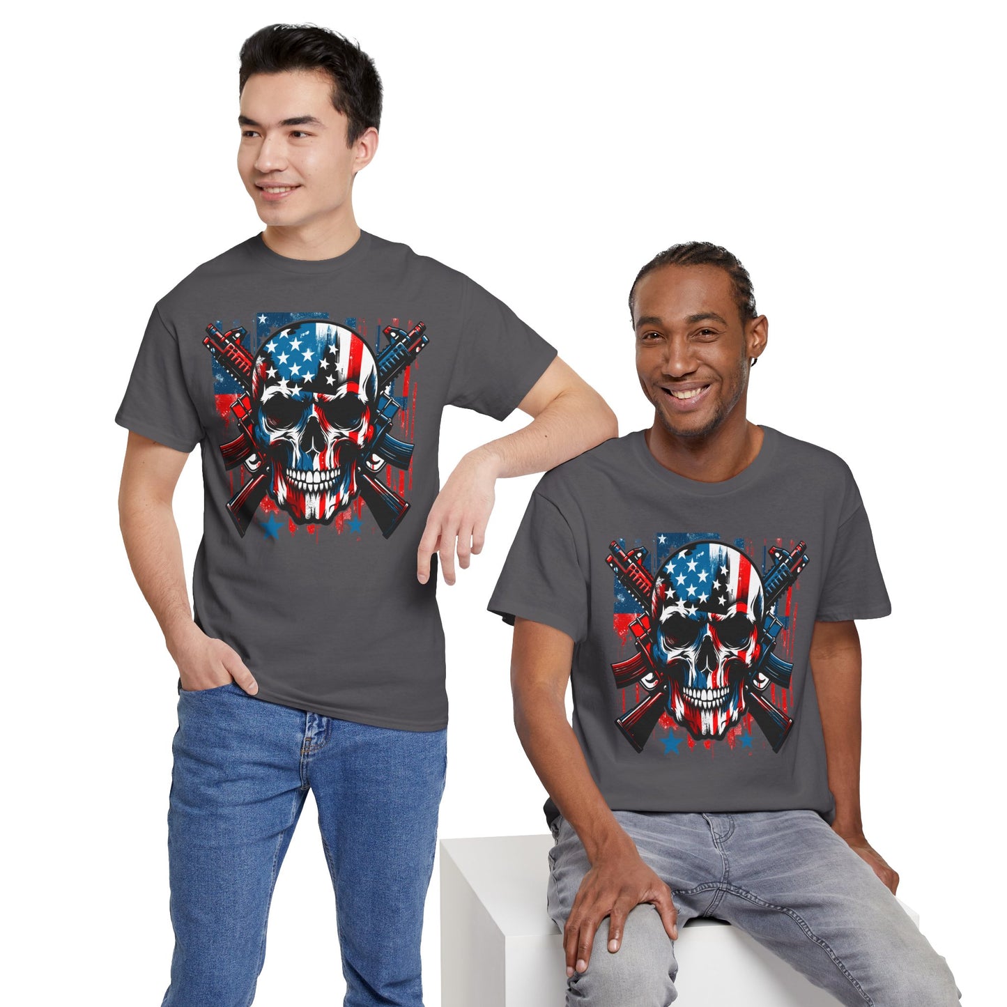 Patriotic Skull Graphic Tee - Direct to Garment