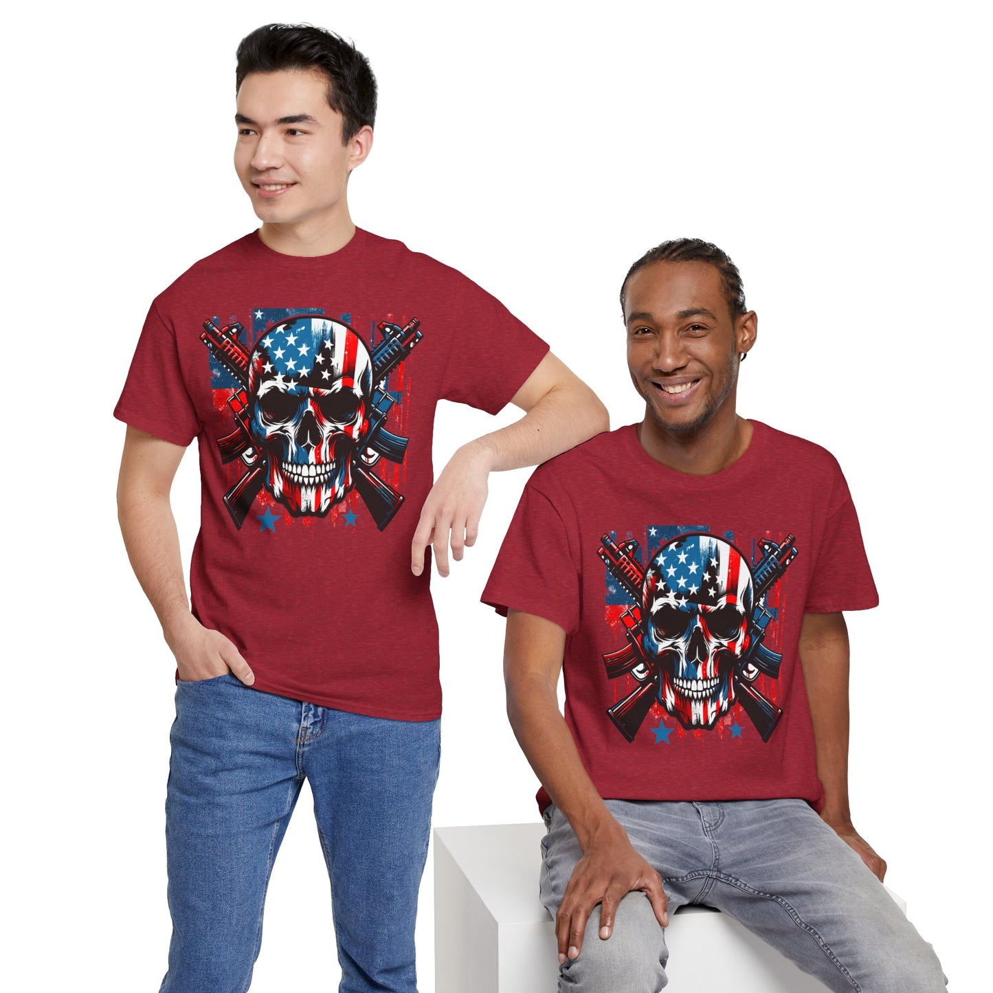 Patriotic Skull Graphic Tee - Direct to Garment