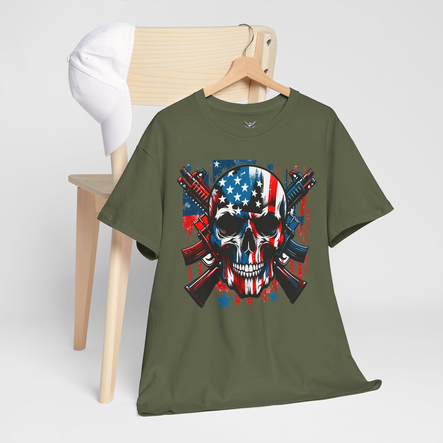 Patriotic Skull Graphic Tee - Direct to Garment