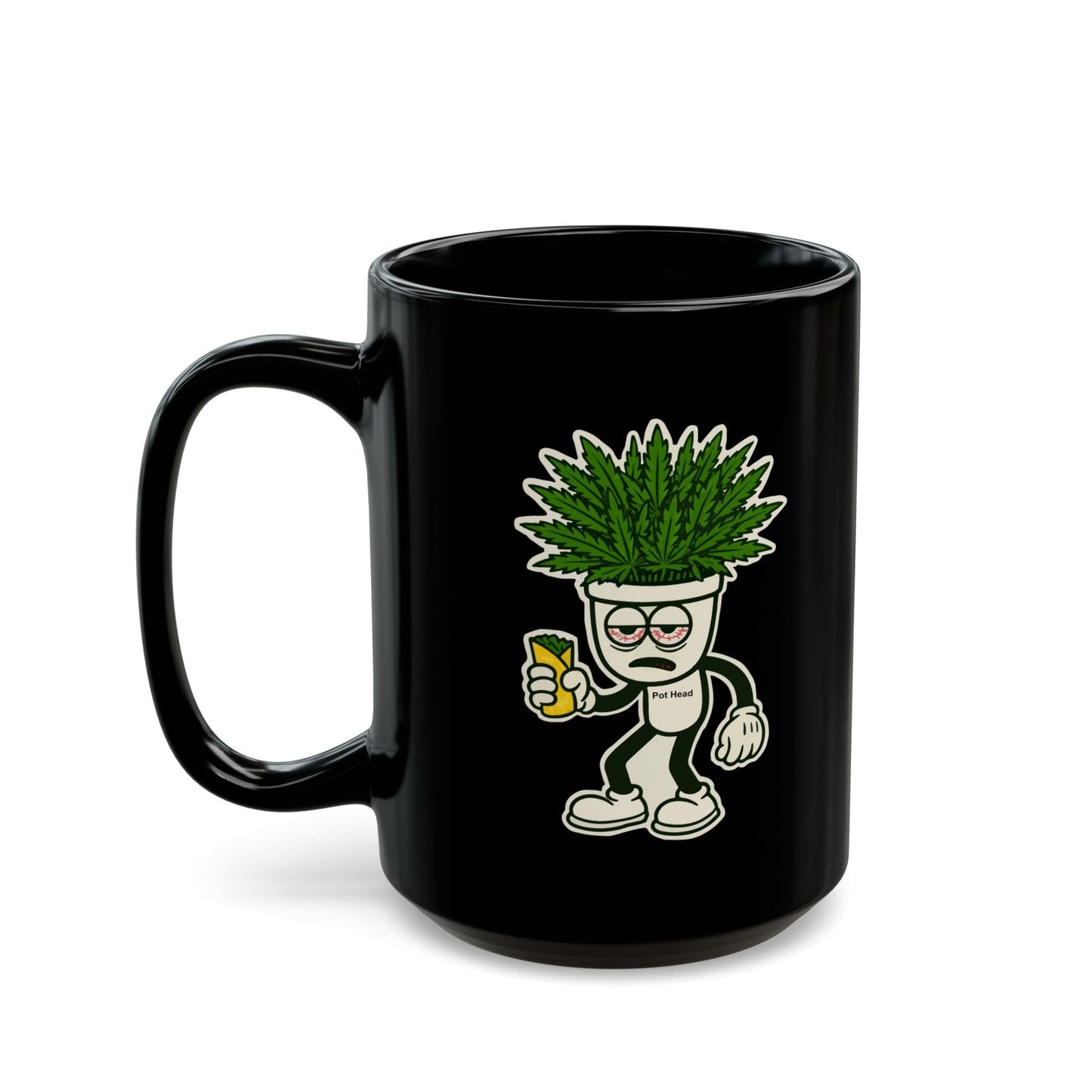 Pot Head Ceramic Mug - 11oz & 15oz Black Coffee Cup