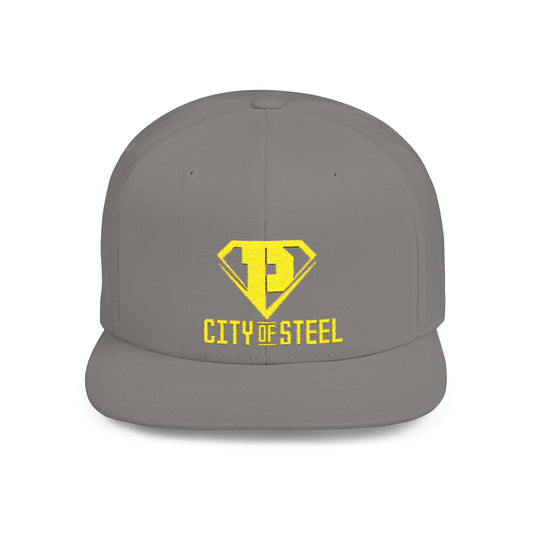 City Of Steel - Stylish Flat Bill Snapback Cap, Trendy Streetwear Hat for Men and Women, Cool Gift for Birthdays, Festivals, and Sports