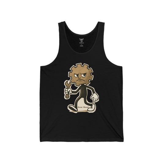 Gear Head - Unisex Jersey Tank - Bold Graphic Tee for Everyday Wear