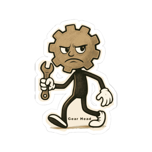 Gear Head Kiss-Cut Stickers - Bold Urban Design for Laptops, Water Bottles, Cars etc.