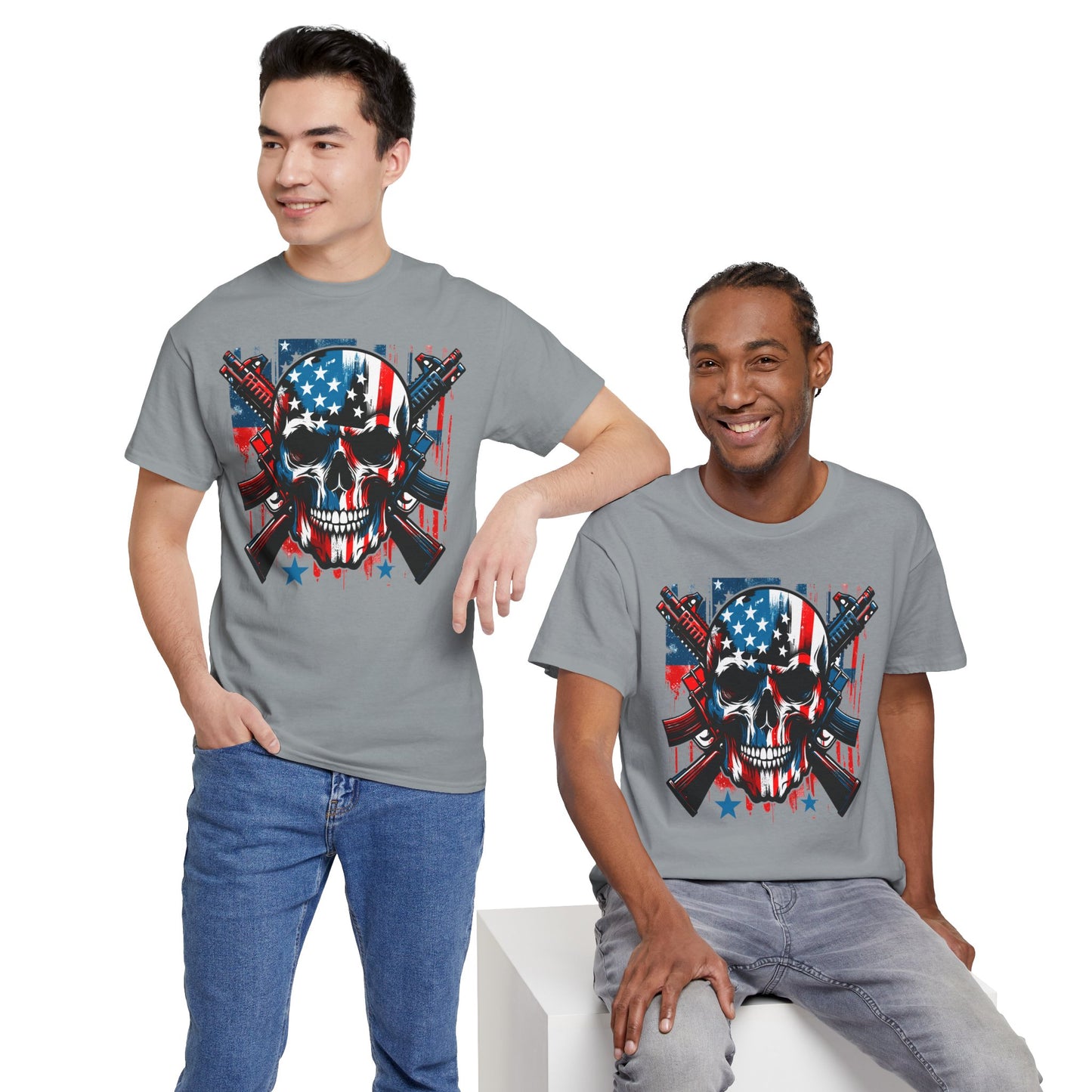 Patriotic Skull Graphic Tee - Direct to Garment