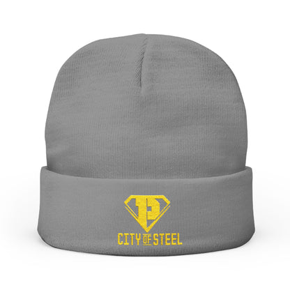 City of Steel - Stylish Embroidered Knit Beanie for Everyday Wear, Winter Essential, Unisex Accessory, Gift for Him or Her, Cozy Headwear