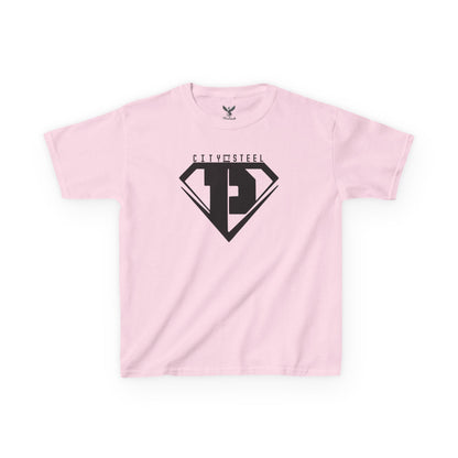Kids Unisex City of Steel Black Out Heavy Cotton Tee
