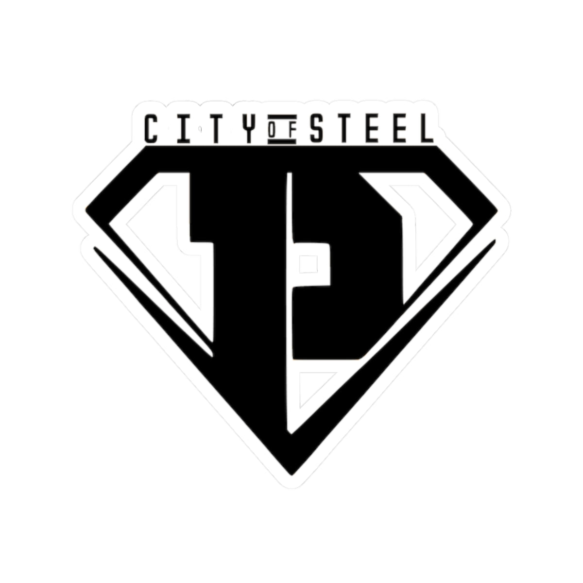 City of Steel Kiss-Cut Stickers - Bold Urban Design for Laptops, Water Bottles, Cars etc.