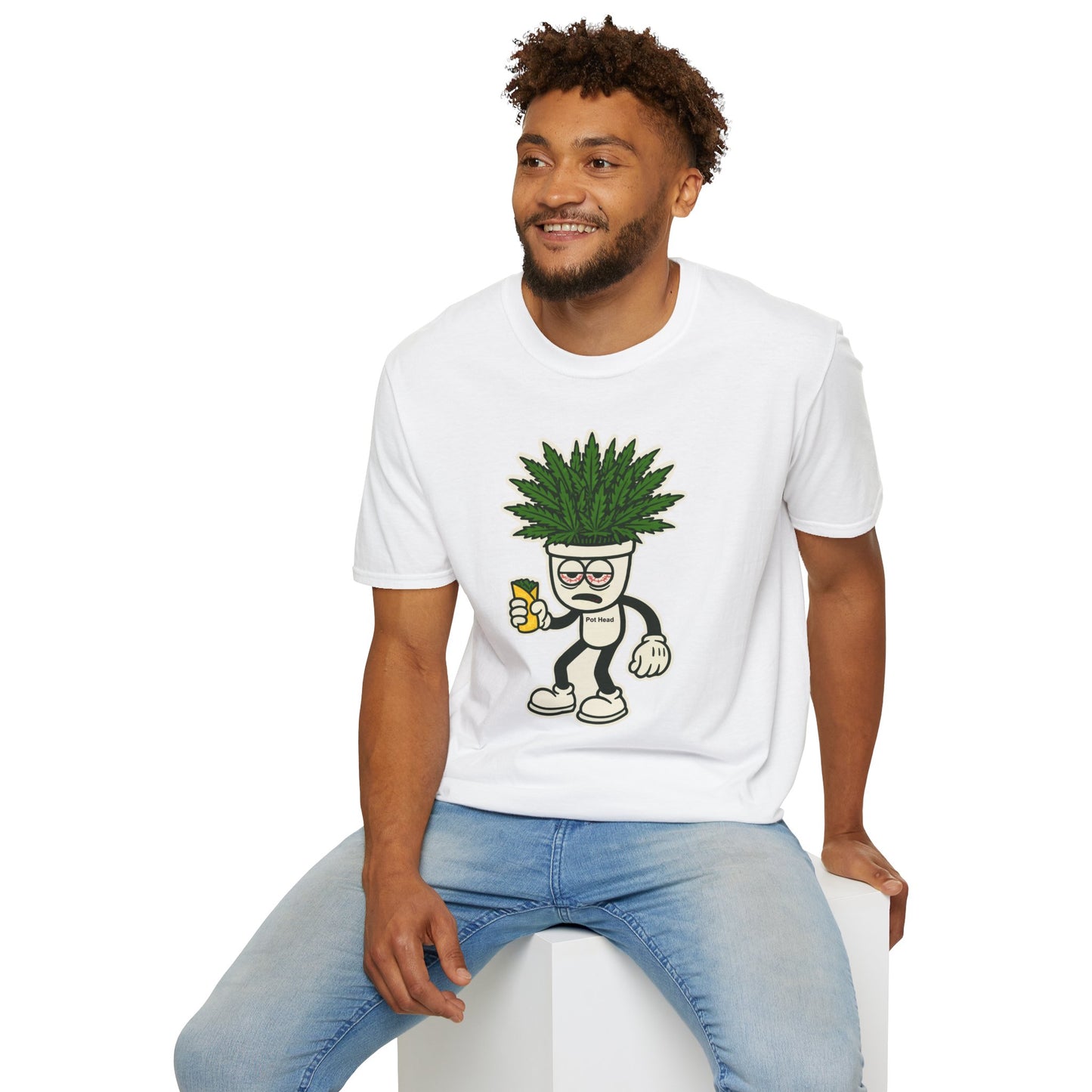 Pot Head - Funny Cannabis Plant T-Shirt - Unisex Softstyle Tee