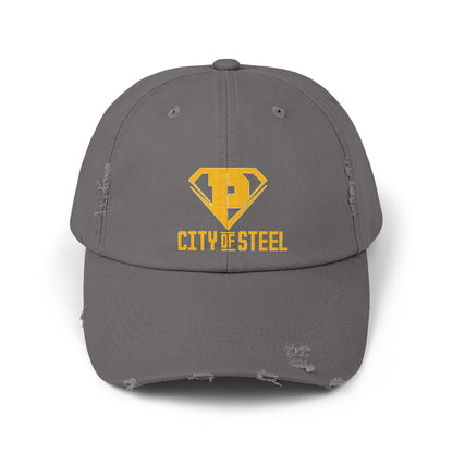 City Of Steel Unisex Distressed Cap, Casual Wear, Gift for Him/Her, Summer Style, Outdoor Activities
