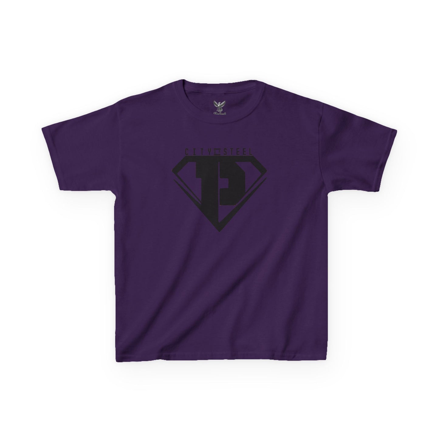 Kids Unisex City of Steel Black Out Heavy Cotton Tee