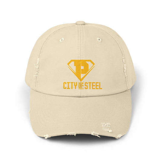 City Of Steel Unisex Distressed Cap, Casual Wear, Gift for Him/Her, Summer Style, Outdoor Activities