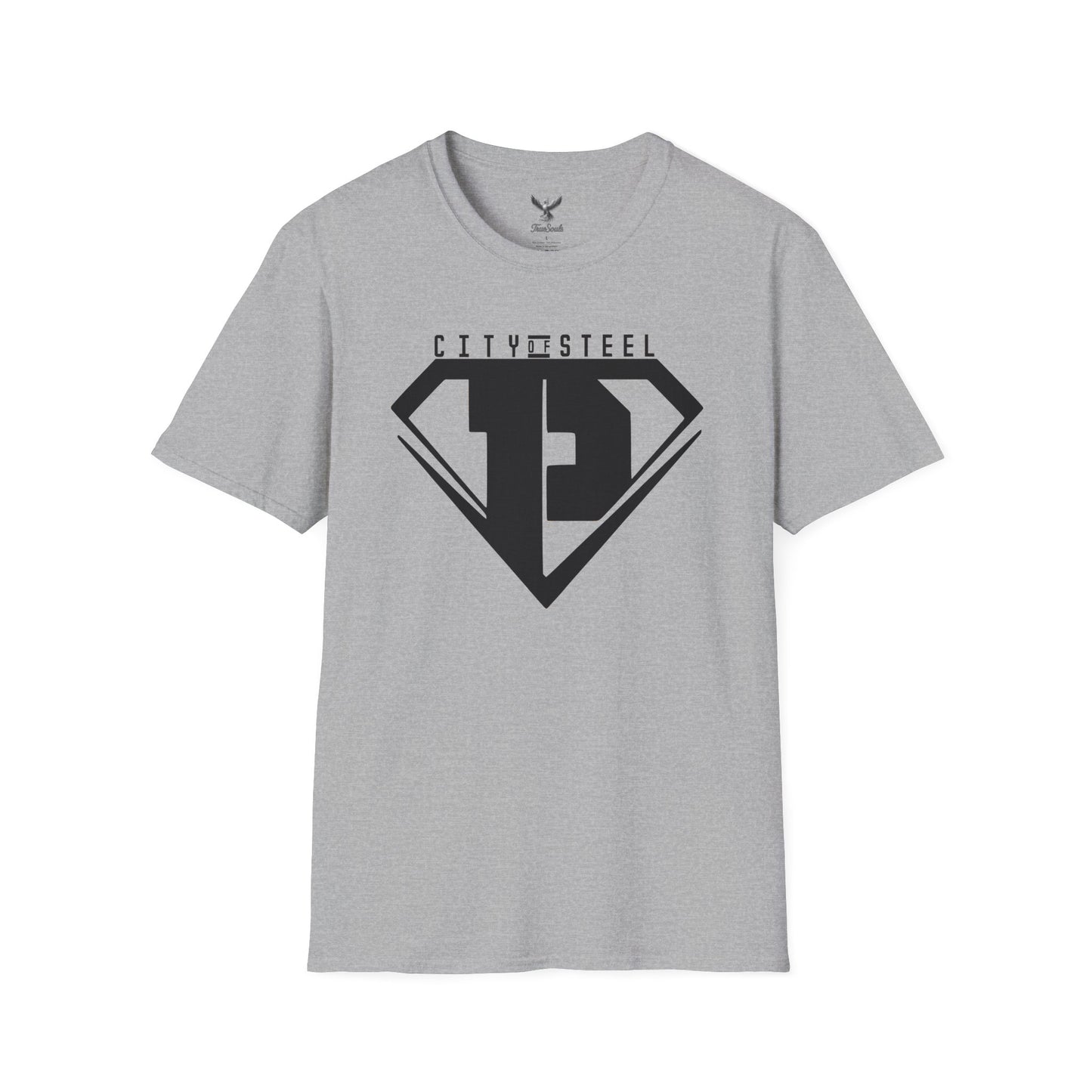 City of Steel Black Out - Graphic Unisex Softstyle T-Shirt - Casual Comfort Wear