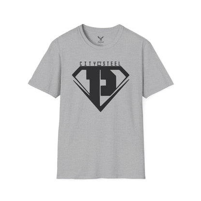 City of Steel Black Out - Graphic Unisex Softstyle T-Shirt - Casual Comfort Wear