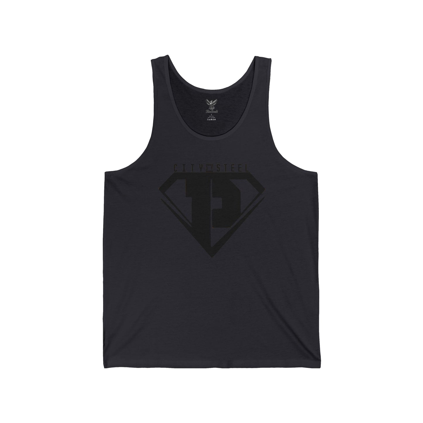 City of Steel Black Out - Unisex Jersey Tank - Bold Graphic Tee for Everyday Wear