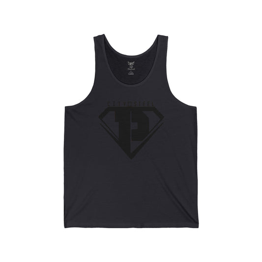 City of Steel Black Out - Unisex Jersey Tank - Bold Graphic Tee for Everyday Wear