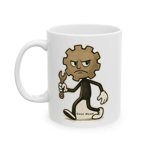 Gear Head - Funny Ceramic Mug - 11oz & 15oz Ceramic Coffee Cup