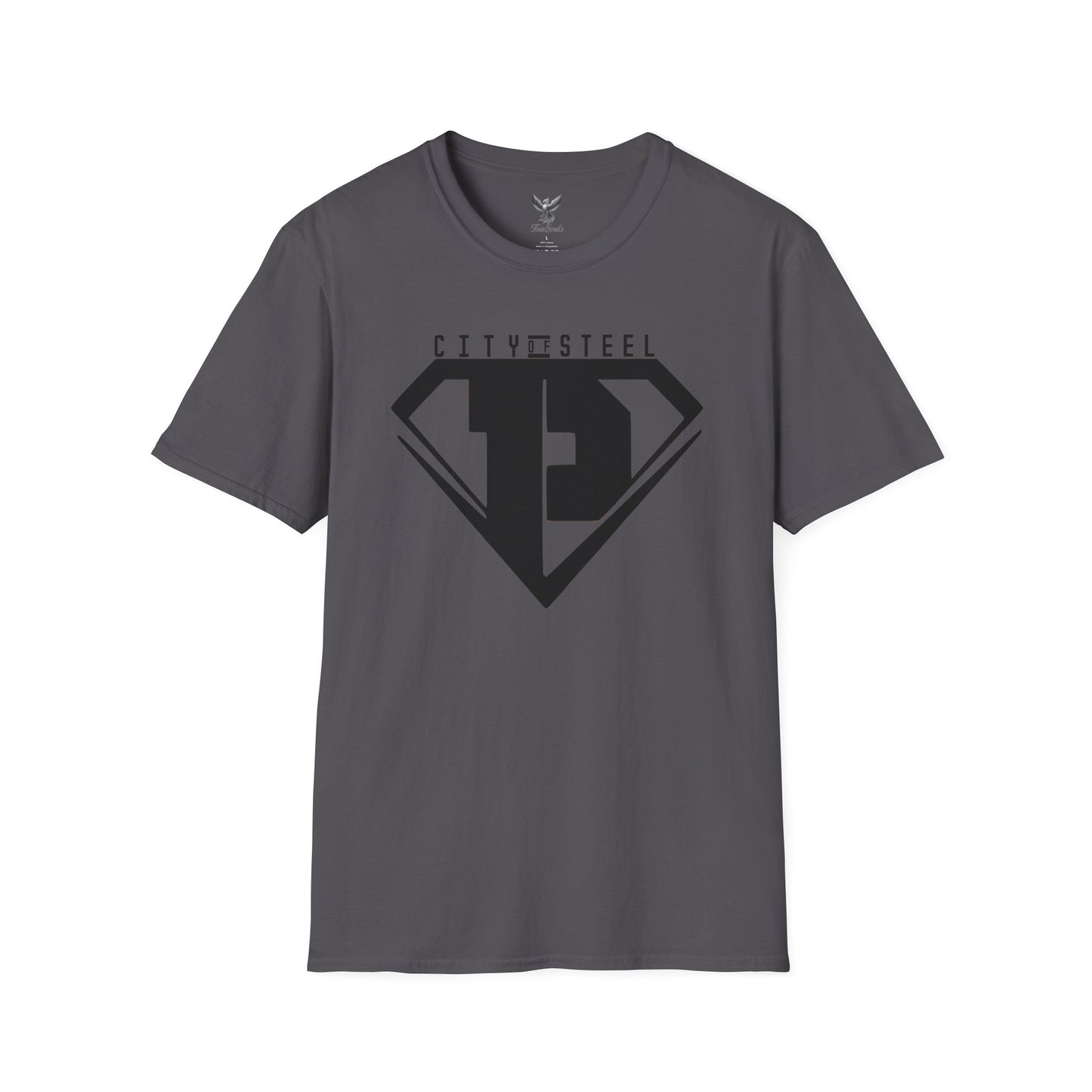 City of Steel Black Out - Graphic Unisex Softstyle T-Shirt - Casual Comfort Wear