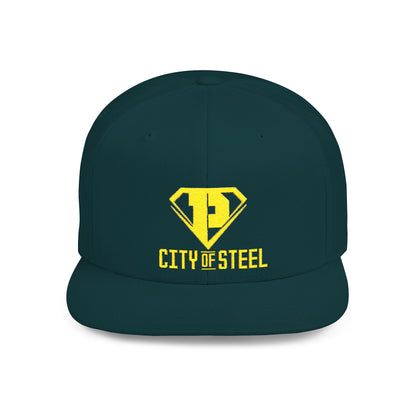 City Of Steel - Stylish Flat Bill Snapback Cap, Trendy Streetwear Hat for Men and Women, Cool Gift for Birthdays, Festivals, and Sports