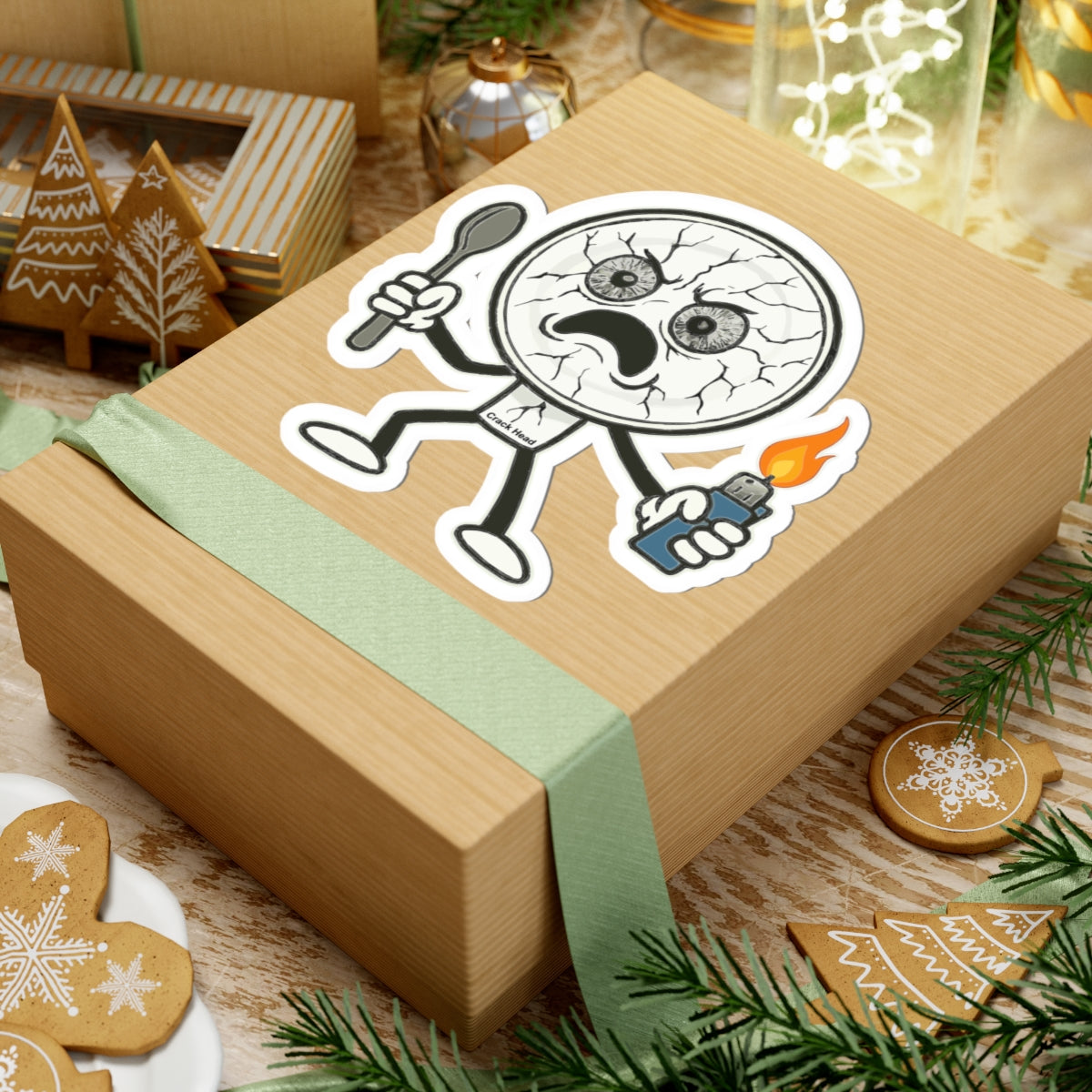 Crack Head Kiss-Cut Stickers - Bold Urban Design for Laptops, Water Bottles, Cars etc.