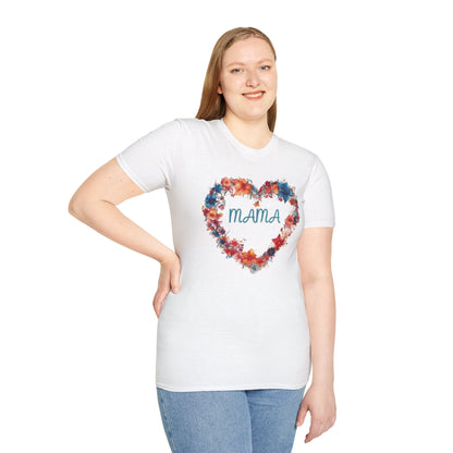 Mama Flower Heart - Unisex Softstyle T-Shirt Graphic