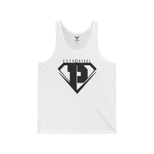 City of Steel Black Out - Unisex Jersey Tank - Bold Graphic Tee for Everyday Wear
