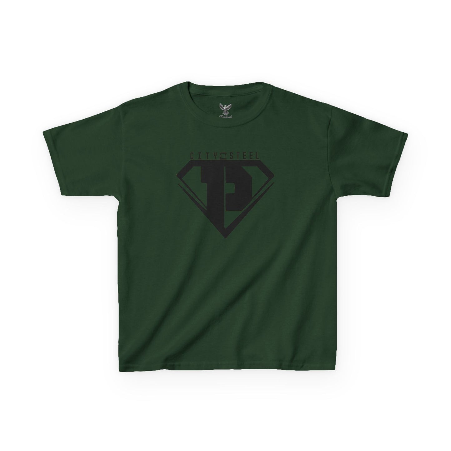 Kids Unisex City of Steel Black Out Heavy Cotton Tee