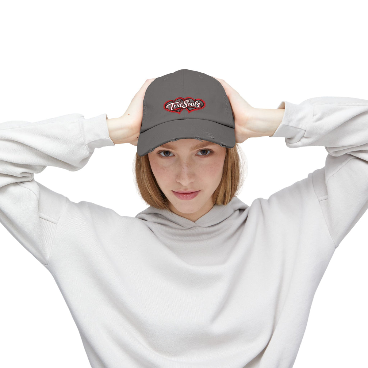 True Souls Double Heart Distressed Hat