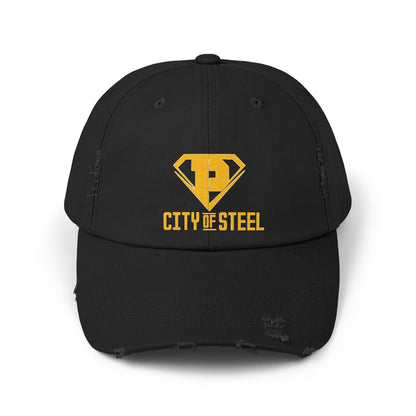 City Of Steel Unisex Distressed Cap, Casual Wear, Gift for Him/Her, Summer Style, Outdoor Activities