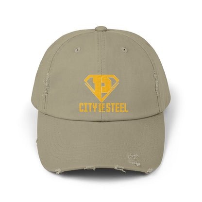 City Of Steel Unisex Distressed Cap, Casual Wear, Gift for Him/Her, Summer Style, Outdoor Activities