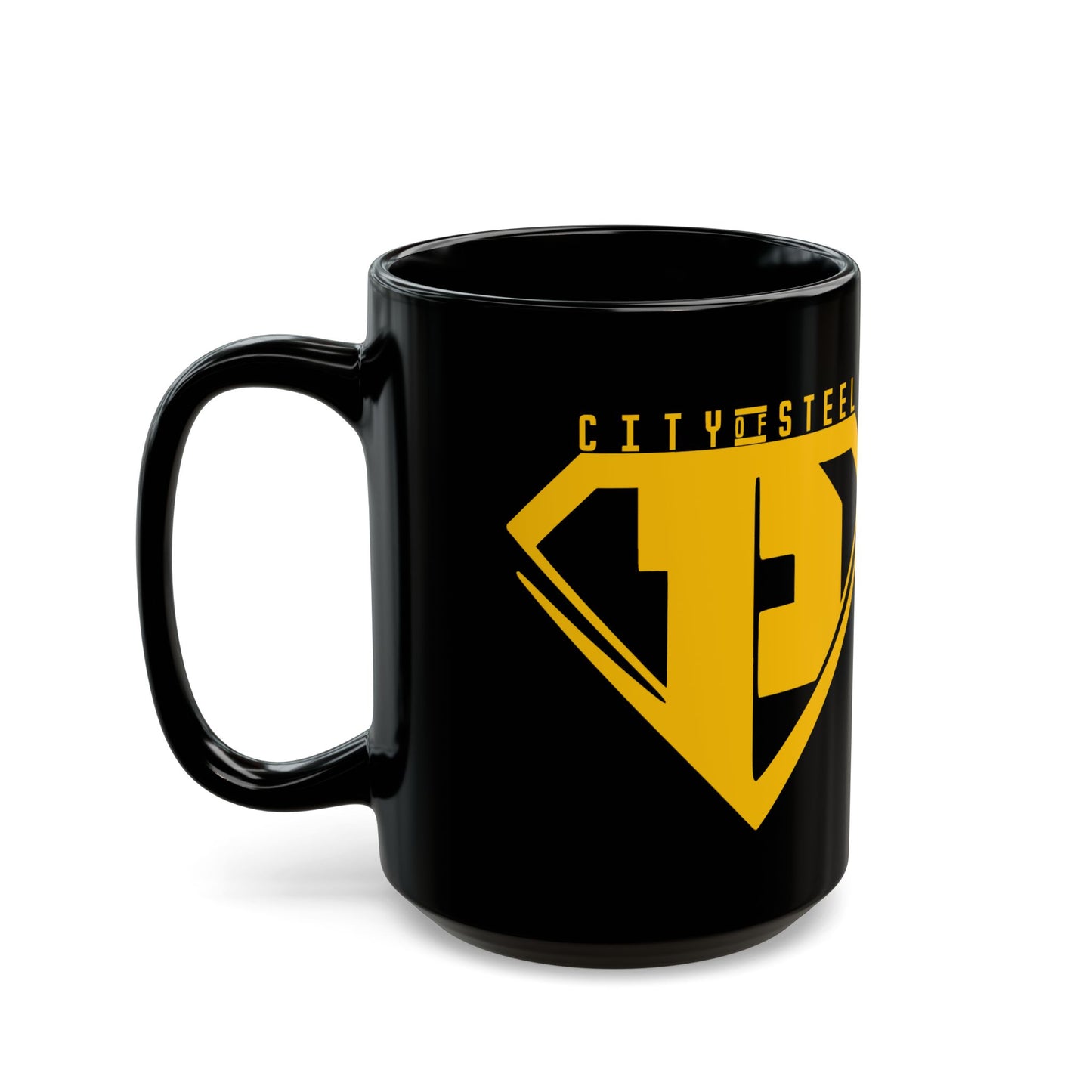 City of Steel Ceramic Mug - 11oz & 15oz Black Coffee Cup
