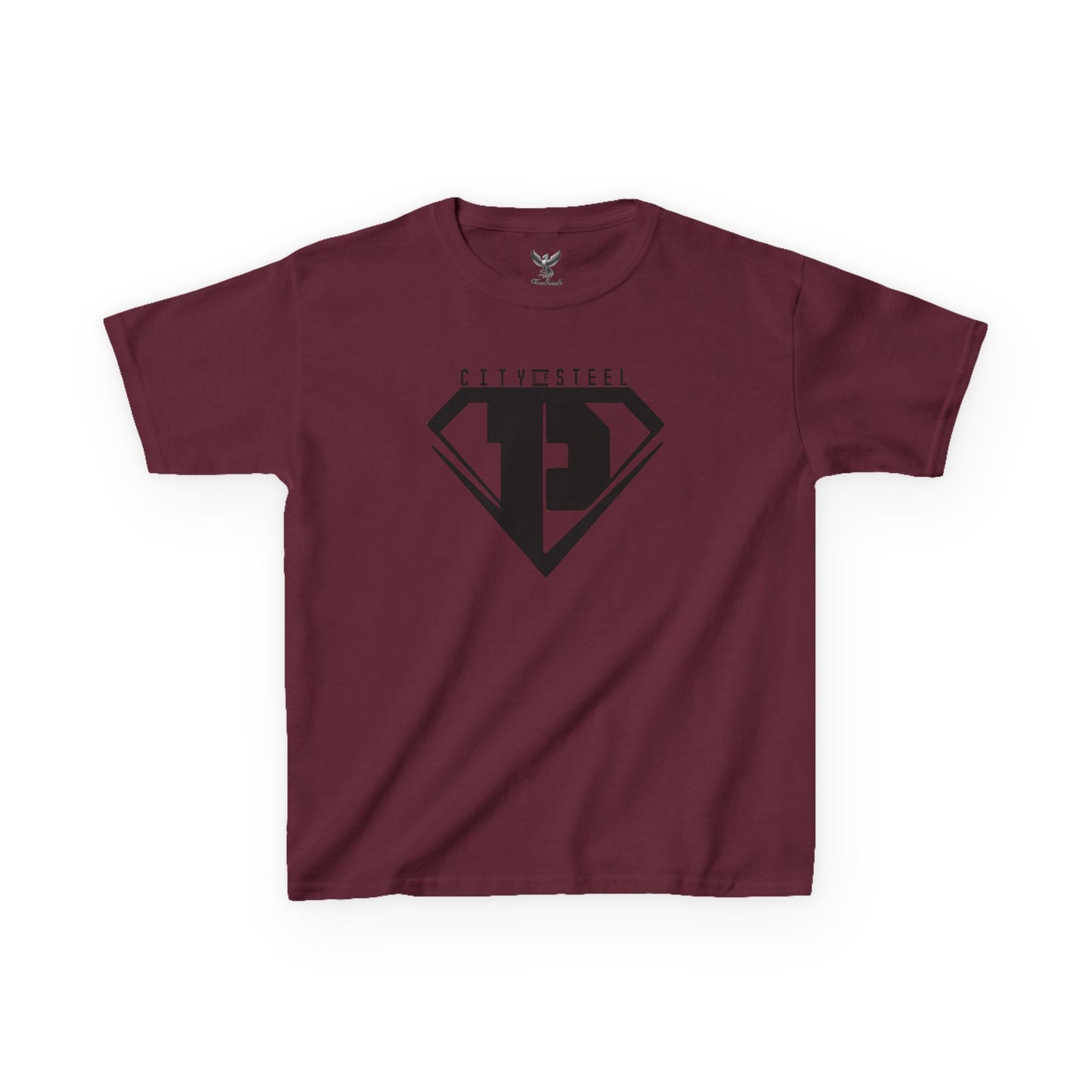 Kids Unisex City of Steel Black Out Heavy Cotton Tee