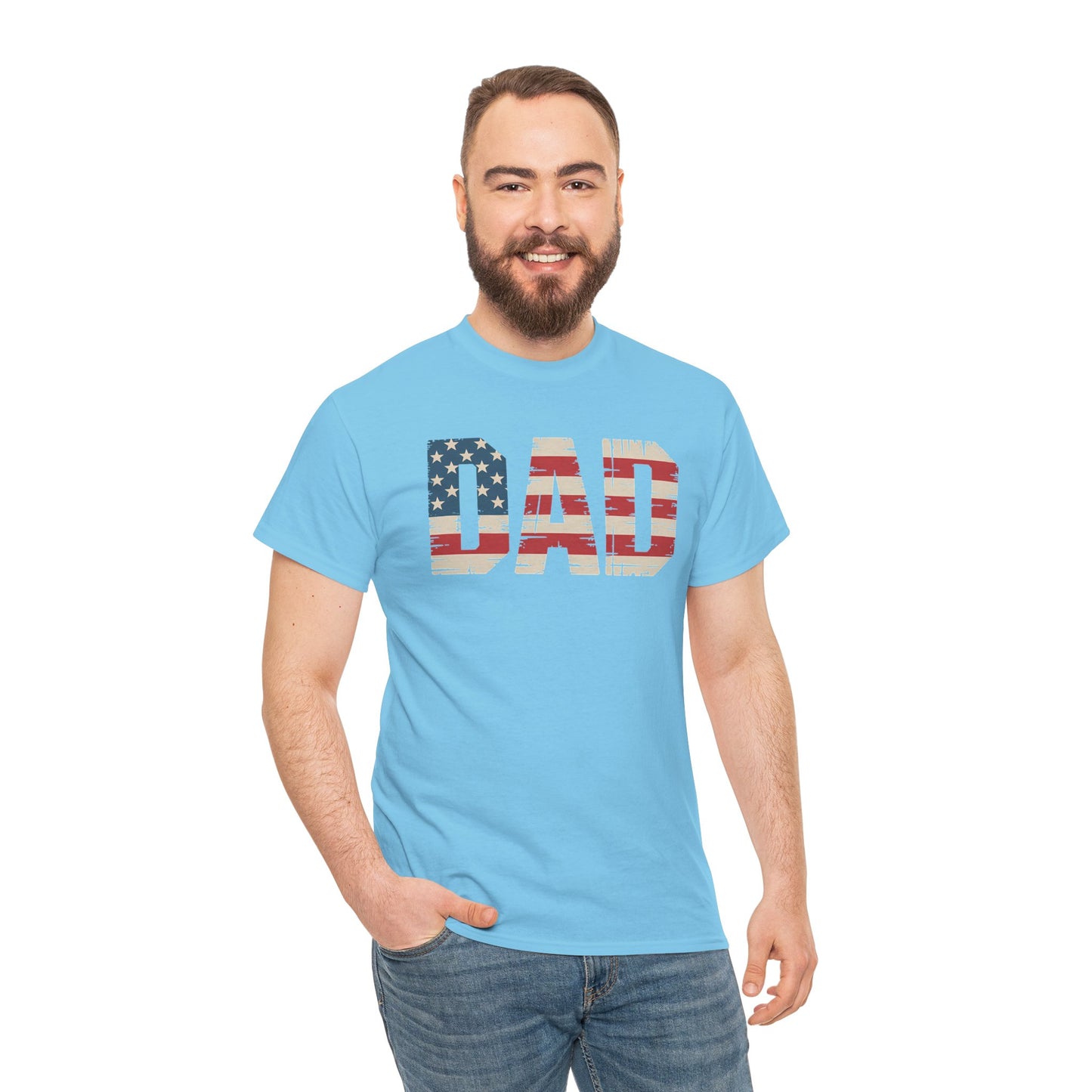 Patriotic Dad Tee - Unisex Heavy Cotton Shirt, Perfect for Father’s Day, Celebrations, Gifts, Casual Wear, BBQs