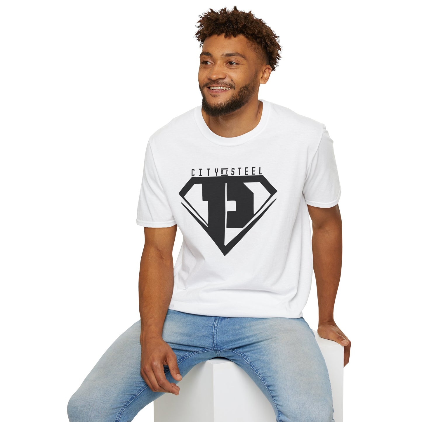 City of Steel Black Out - Graphic Unisex Softstyle T-Shirt - Casual Comfort Wear