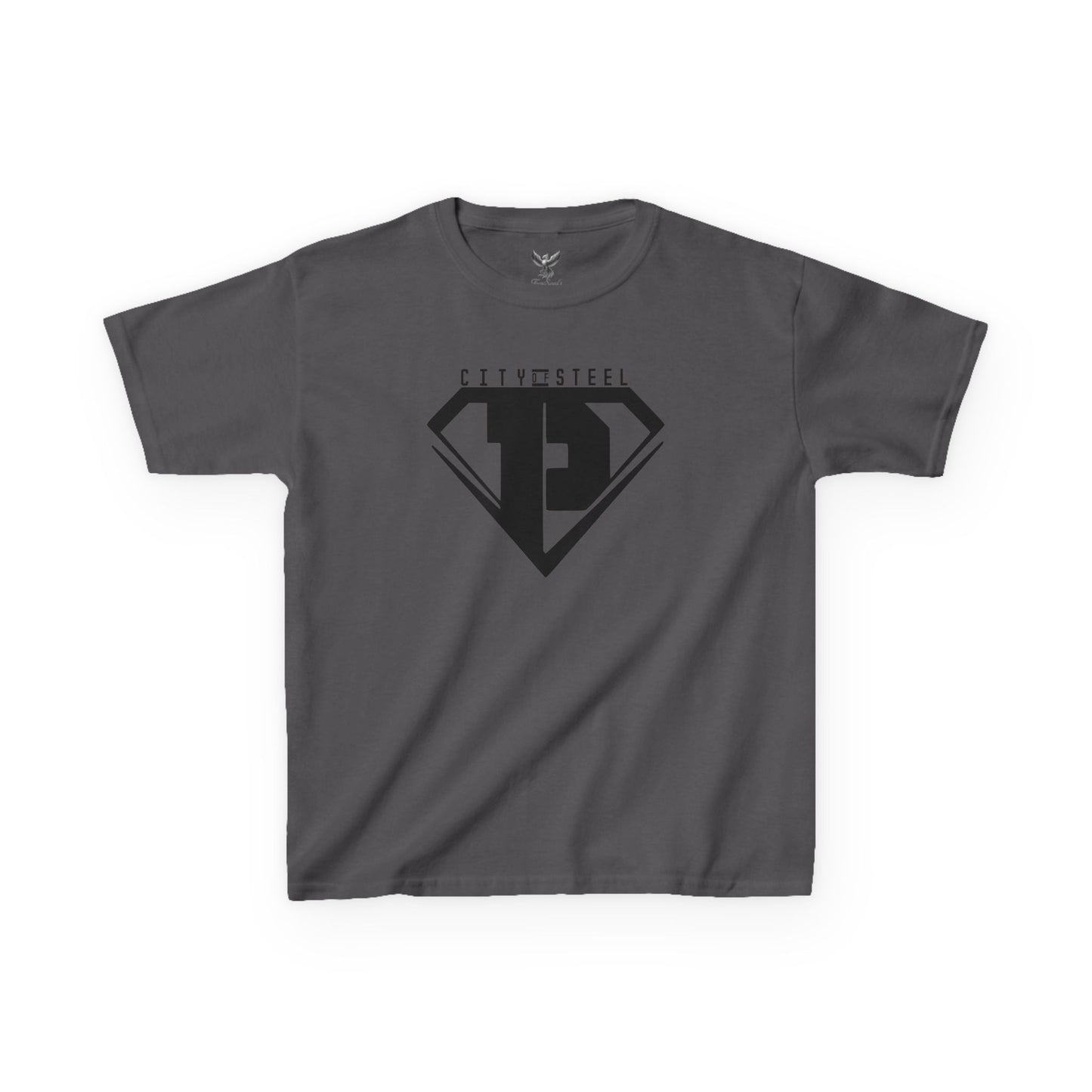 Kids Unisex City of Steel Black Out Heavy Cotton Tee
