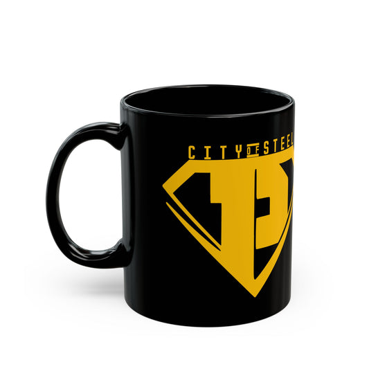 City of Steel Ceramic Mug - 11oz & 15oz Black Coffee Cup