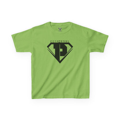 Kids Unisex City of Steel Black Out Heavy Cotton Tee