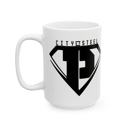 City of Steel Black Out Mug - 11oz & 15oz Ceramic Coffee Cup