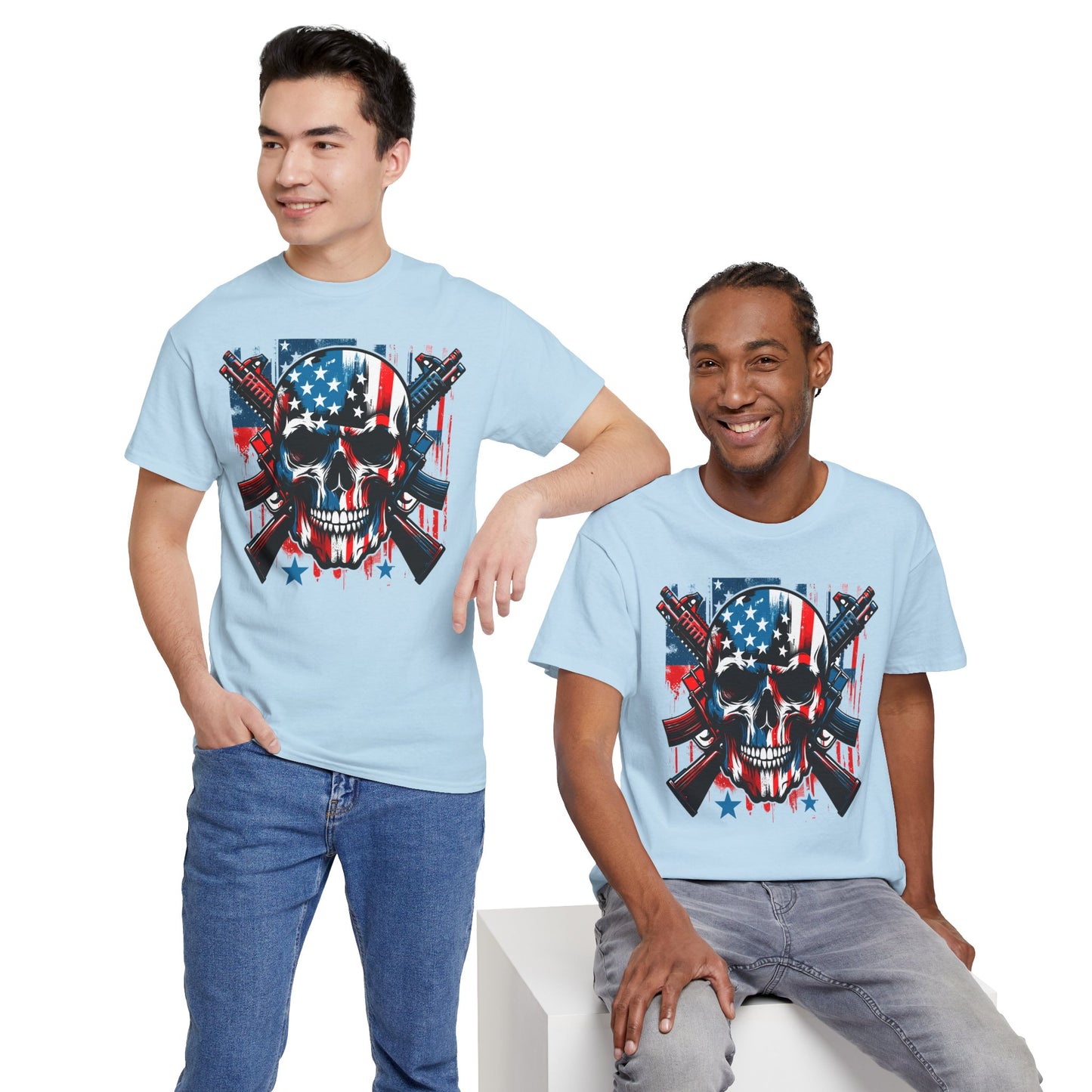 Patriotic Skull Graphic Tee - Direct to Garment