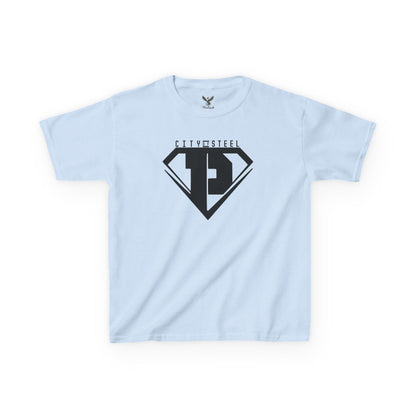 Kids Unisex City of Steel Black Out Heavy Cotton Tee