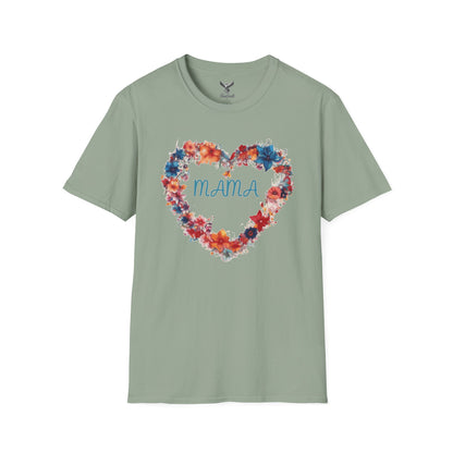 Mama Flower Heart - Unisex Softstyle T-Shirt Graphic