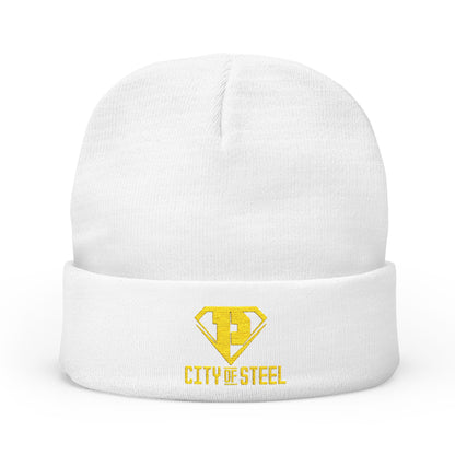 City of Steel - Stylish Embroidered Knit Beanie for Everyday Wear, Winter Essential, Unisex Accessory, Gift for Him or Her, Cozy Headwear