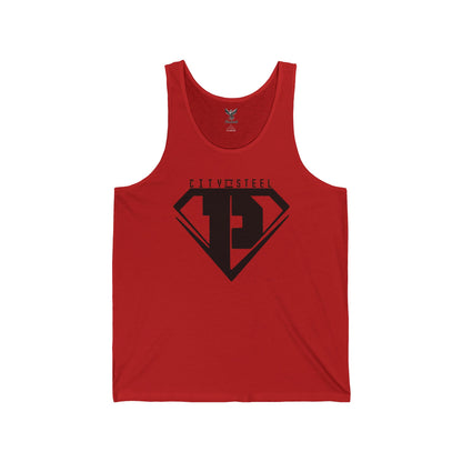 City of Steel Black Out - Unisex Jersey Tank - Bold Graphic Tee for Everyday Wear